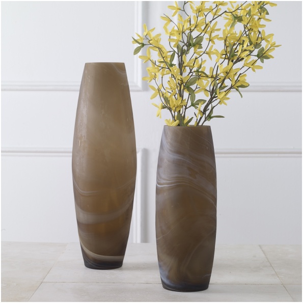Uttermost Delicate Swirl Caramel Glass Vases
