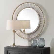 Denali-Textured Glass Round Mirror