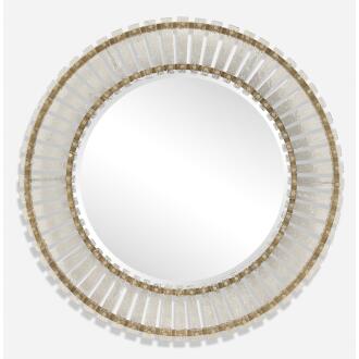 Denali-Textured Glass Round Mirror
