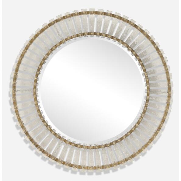 Denali-Textured Glass Round Mirror