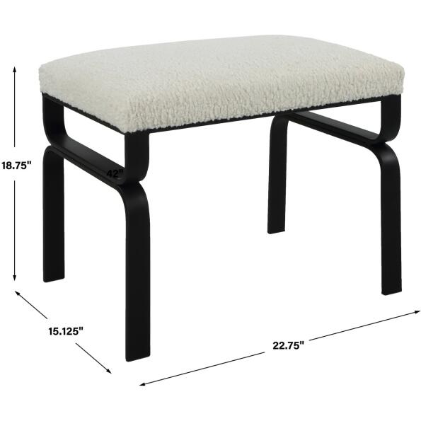 Diverge White Shearling Small Bench