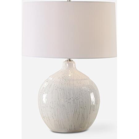 Dribble-White Glaze Table Lamp
