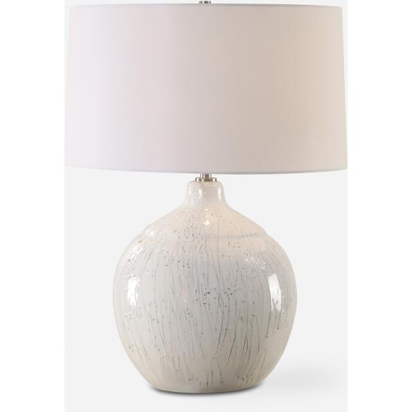 Dribble-White Glaze Table Lamp