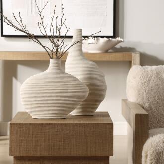 Uttermost Duostacked Matte White Vases