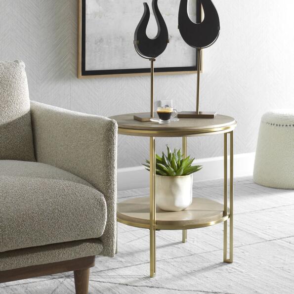Uttermost Elise Round Brass Side Table