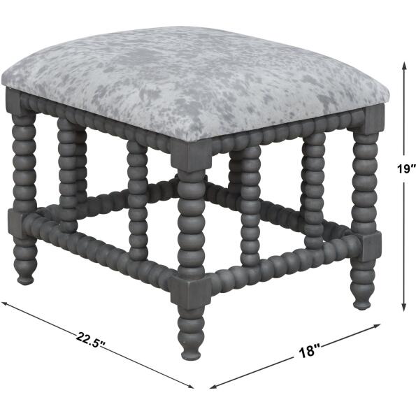 Estes Faux Cow Hide Small Bench