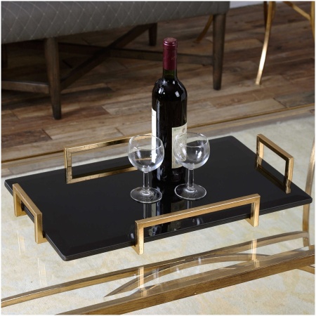 Uttermost Ettore Black Glass Tray