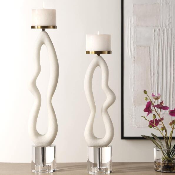 Uttermost Feamelo Ivory Stone Candleholders