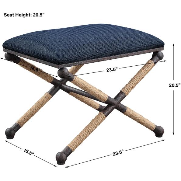 Firth Small Navy Fabric Bench