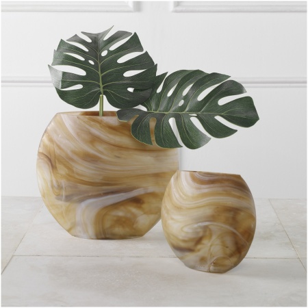 Uttermost Fusion Swirled Caramel & Ivory Vases