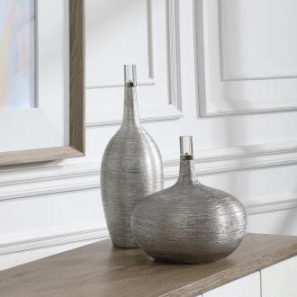 Uttermost Gatsby Silver Ribbed Bottles
