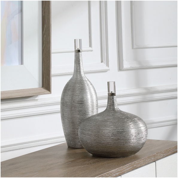 Uttermost Gatsby Silver Ribbed Bottles