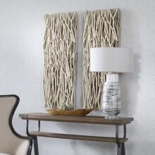 Gathered Teak-Bleached Wood Wall Décor
