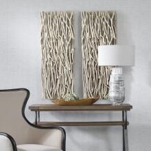 Gathered Teak-Bleached Wood Wall Décor
