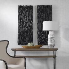Gathered Teak-Black Wood Wall Décor
