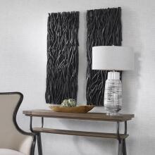 Gathered Teak-Black Wood Wall Décor