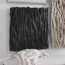 Gathered Teak-Black Wood Wall Décor