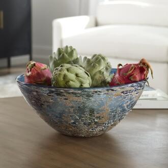 Uttermost Genovesa Aqua Glass Bowl