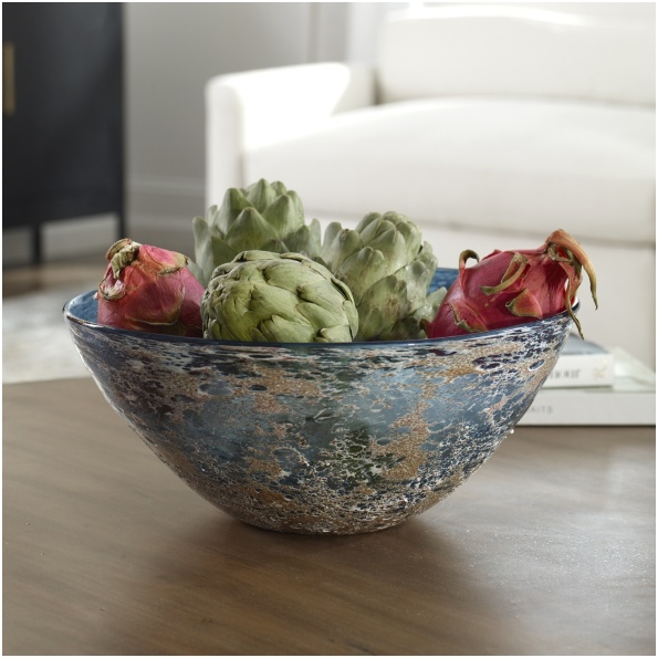 Uttermost Genovesa Aqua Glass Bowl