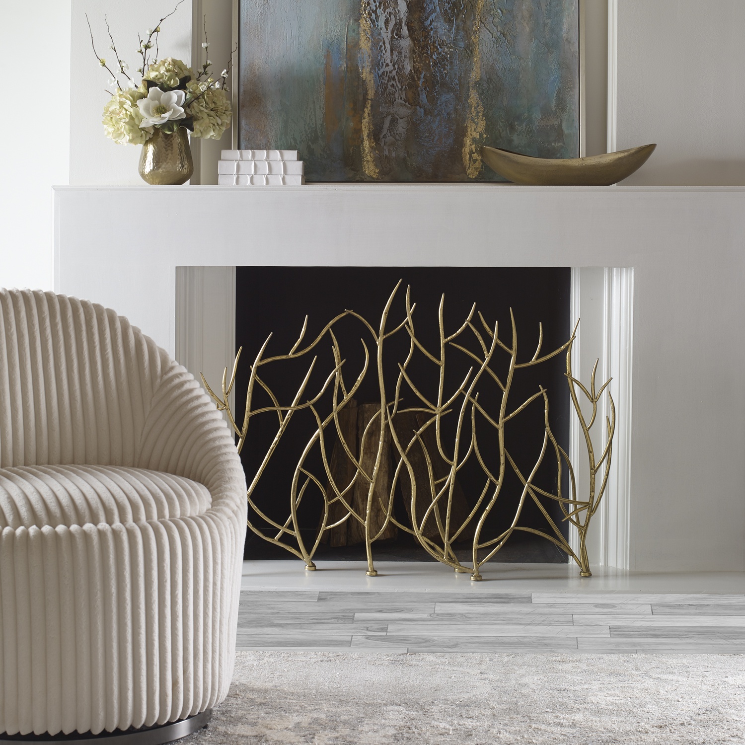 Gold Branches-Fireplace Screen