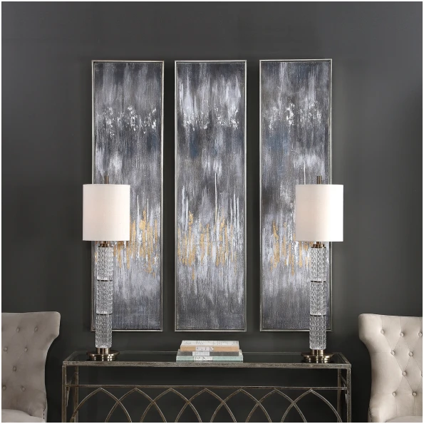 Uttermost Gray Showers Hand Painted Canvases
