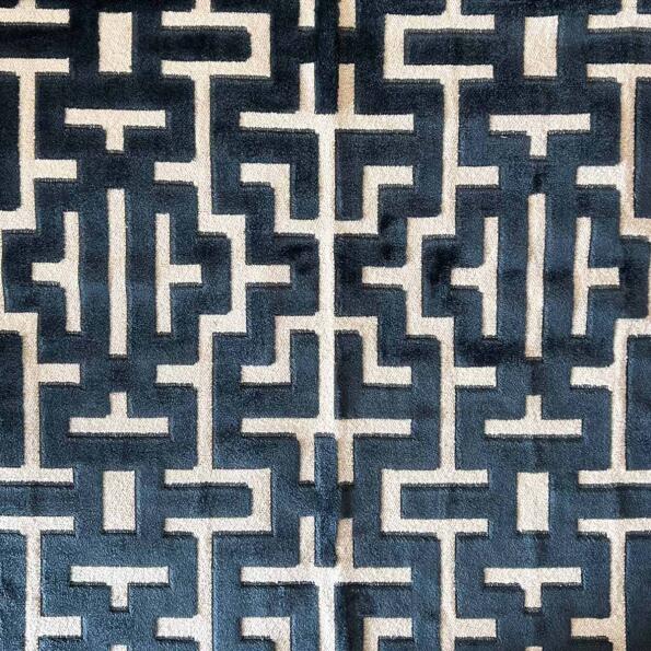 H-Blocks/Navy - Upholstery Only Fabric Suitable For Upholstery And Pillows Only.   - Cypress