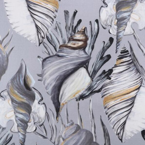 H-Seashells/Gray - Prints Fabric Suitable For Drapery
