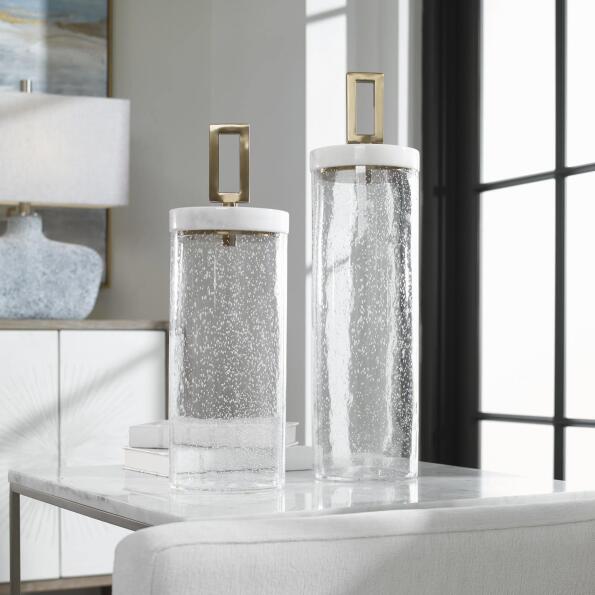 Uttermost Hayworth Seeded Glass Containers