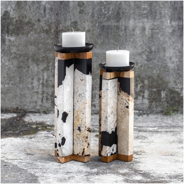 Illini Stone Candleholders