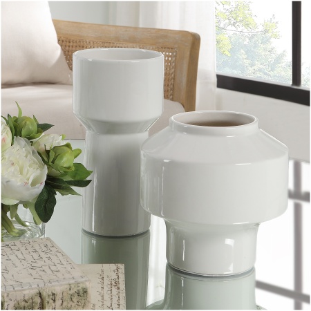 Uttermost Illumina Abstract White Vases