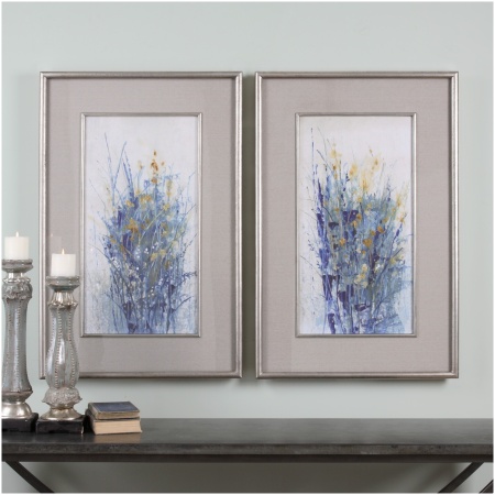 Uttermost Indigo Florals Framed Art S/2