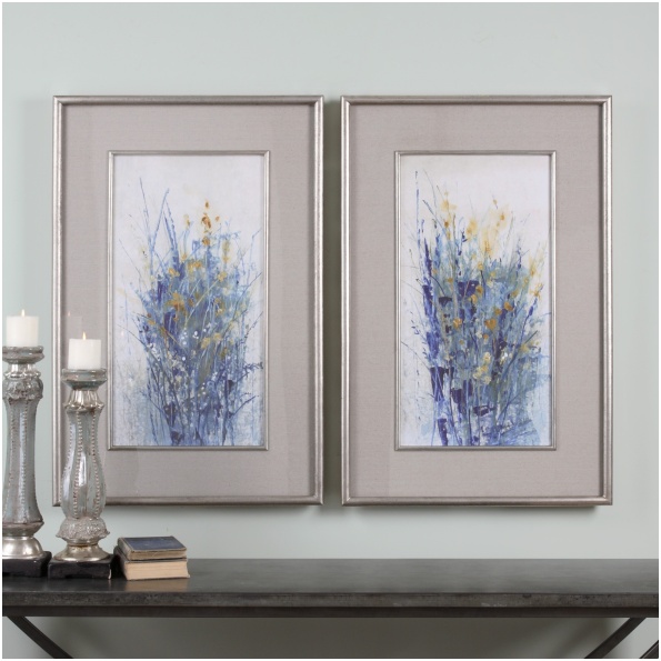 Uttermost Indigo Florals Framed Art S/2