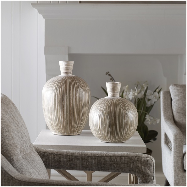 Uttermost Islander White Washed Vases