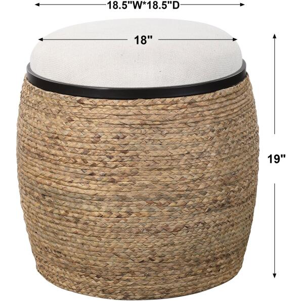 Island Straw Accent Stool