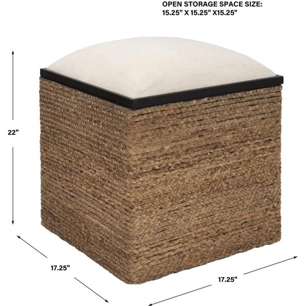 Island Square Straw Accent Stool