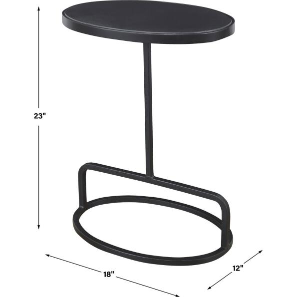 Jessenia Black Marble Accent Table