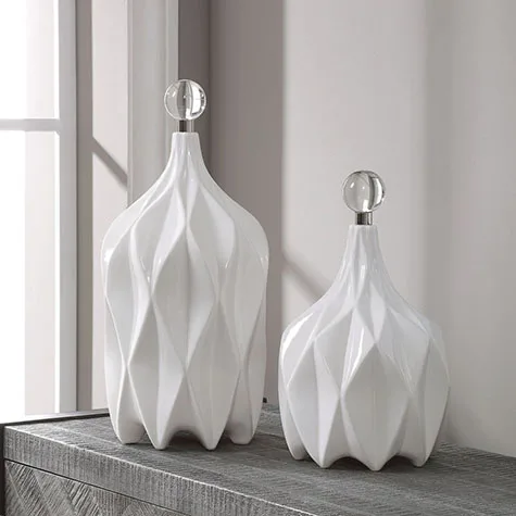 Dallas Decor Stores Uttermost Klara White Bottles