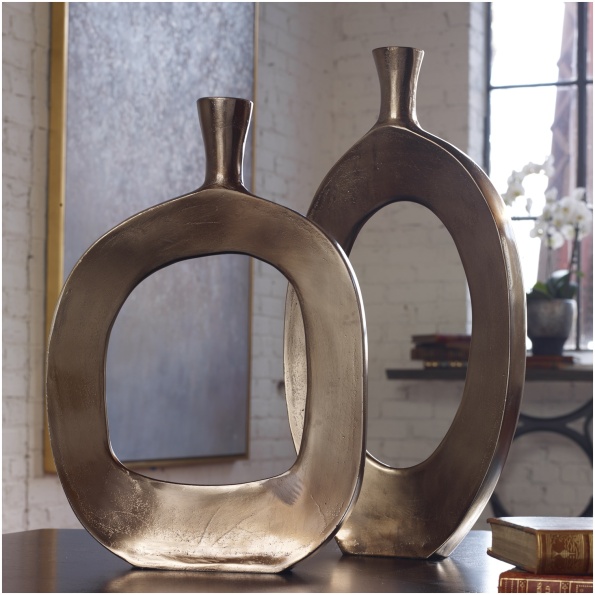Uttermost Kyler Textured Bronze Vases Set/2