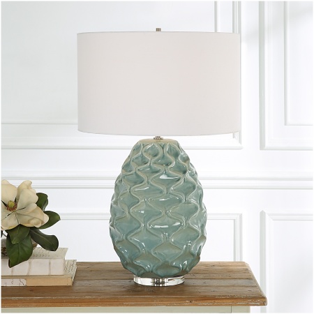 Uttermost Laced Up Sea Foam Glass Table Lamp