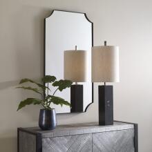 Lennox-Black Scalloped Corner Mirror