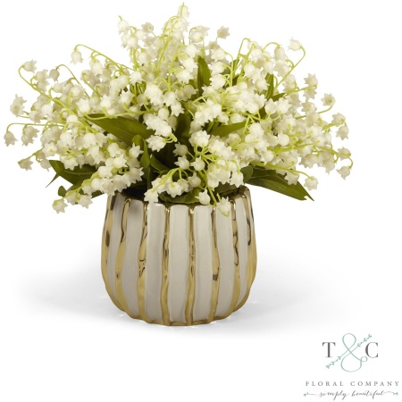 Lilly of the Valley in White and Gold Container - 24L x 18W x 14H Floral Arrangement