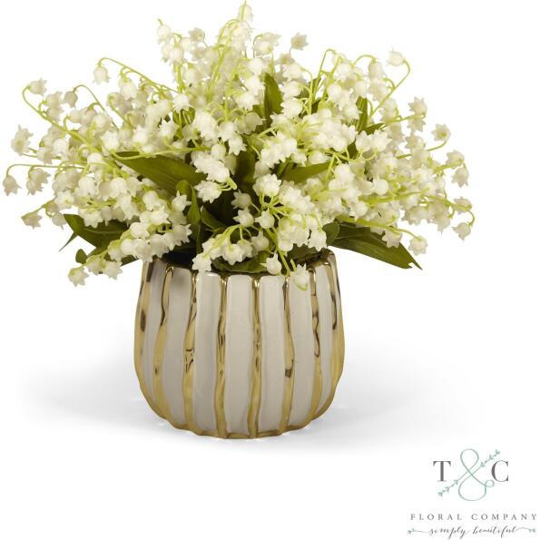 Lilly Of The Valley In White And Gold Container - 24L X 18W X 14H Floral Arrangement