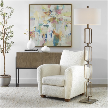 Uttermost Link Brushed Gold Floor Lamp