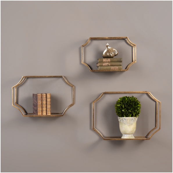 Uttermost Lindee Gold Wall Shelves S/3