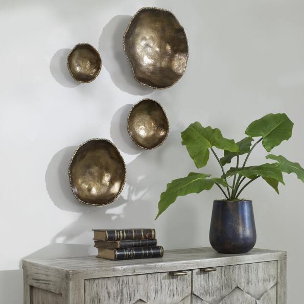 Uttermost Lucky Coins Brass Wall Bowls