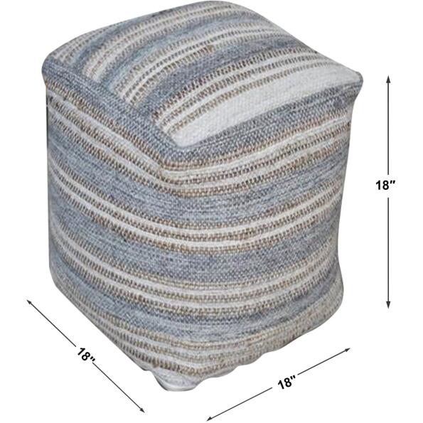 Mesick Handwoven Gray Pouf