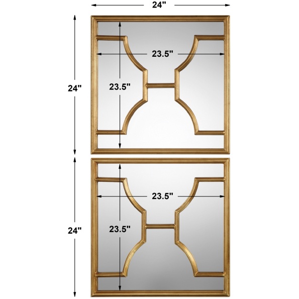 Misa Gold Square Mirrors S/2
