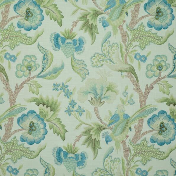 P-Heliza/Aqua - Prints Fabric Suitable For Drapery