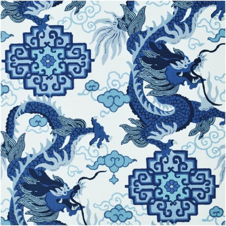 P-PRAGON/BLUE - Prints Fabric Suitable For Drapery