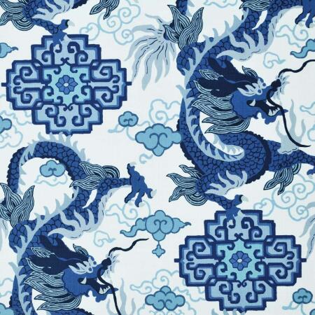 P-PRAGON/BLUE - Prints Fabric Suitable For Drapery